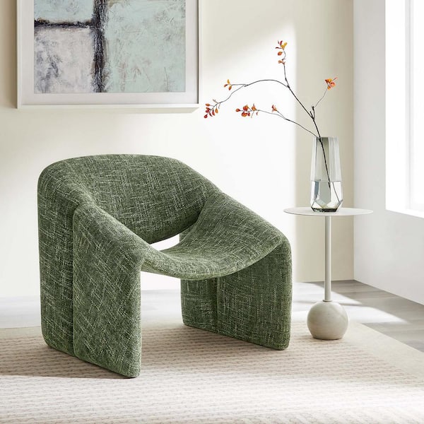 MODWAY Vivi Chenille Upholstered Accent Arm Chair in Basil
