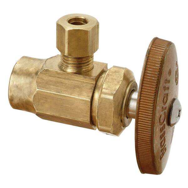 BrassCraft 1/2 in. Sweat Inlet x 1/4 in. Compression Outlet Rough Brass Multi-Turn Angle Valve (5-Pack)