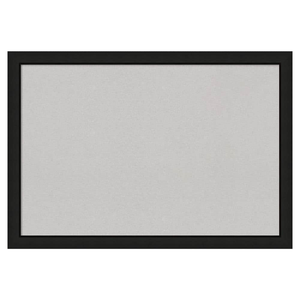 Amanti Art Midnight Black Narrow Wood Framed Grey Corkboard 39 in. x 27 ...