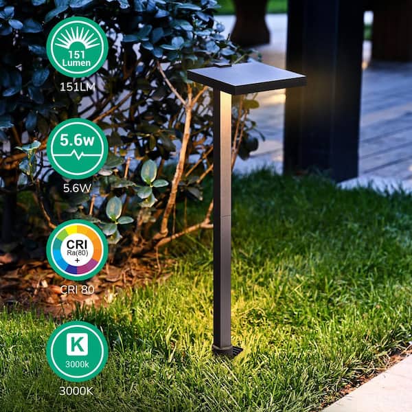 36-Watt Equivalent Low Voltage Black Plug-in Integrated LED Waterproof Path Light Kit (4-Pack)