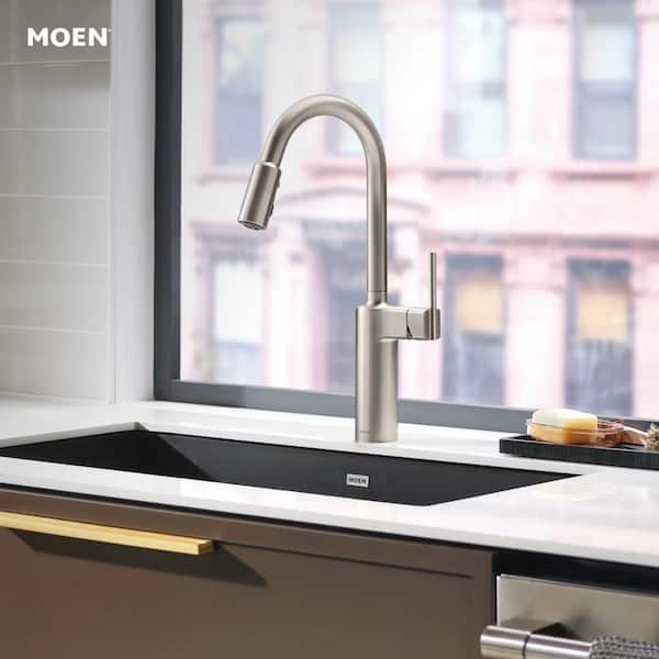 Inara Spot Resist Stainless 16.95 in. H Pull Down Kitchen Sprayer Faucet with 360° Spout Swivel and PowerBoost