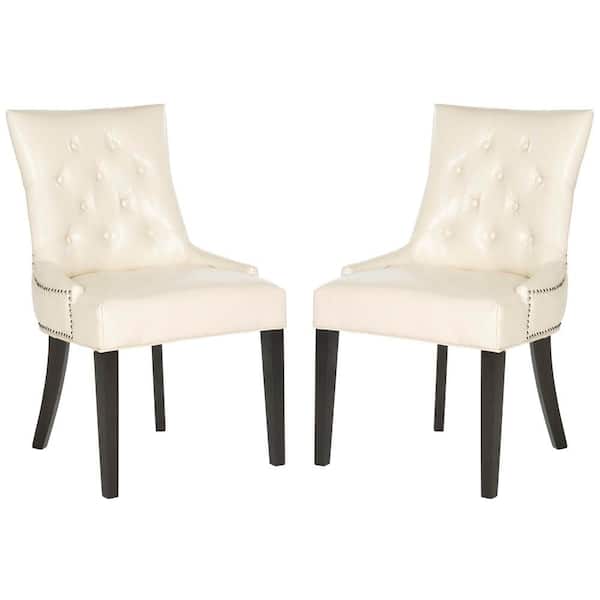SAFAVIEH Harlow Off-White/Black Faux Leather Side Chair (Set of 2)