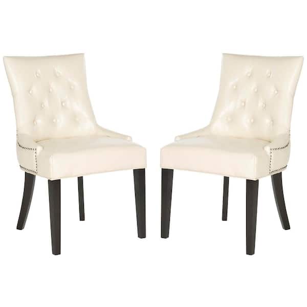 Harlow Off-White/Black Faux Leather Side Chair (Set of 2)