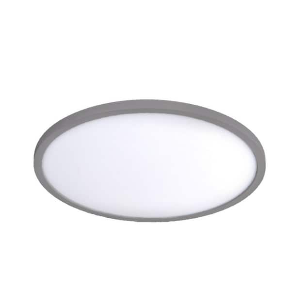 Round 15 in. 1-Light Brushed Nickel LED Flush Mount 3000K