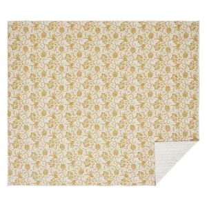 Dorset Gold Floral Farmhouse Luxury King Cotton Quilt