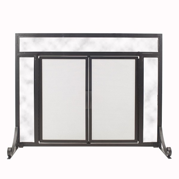 Pleasant Hearth Manchester Petite Size Black Steel and Glass Single-Panel  Fireplace Screen with Doors FA183S-P - The Home Depot