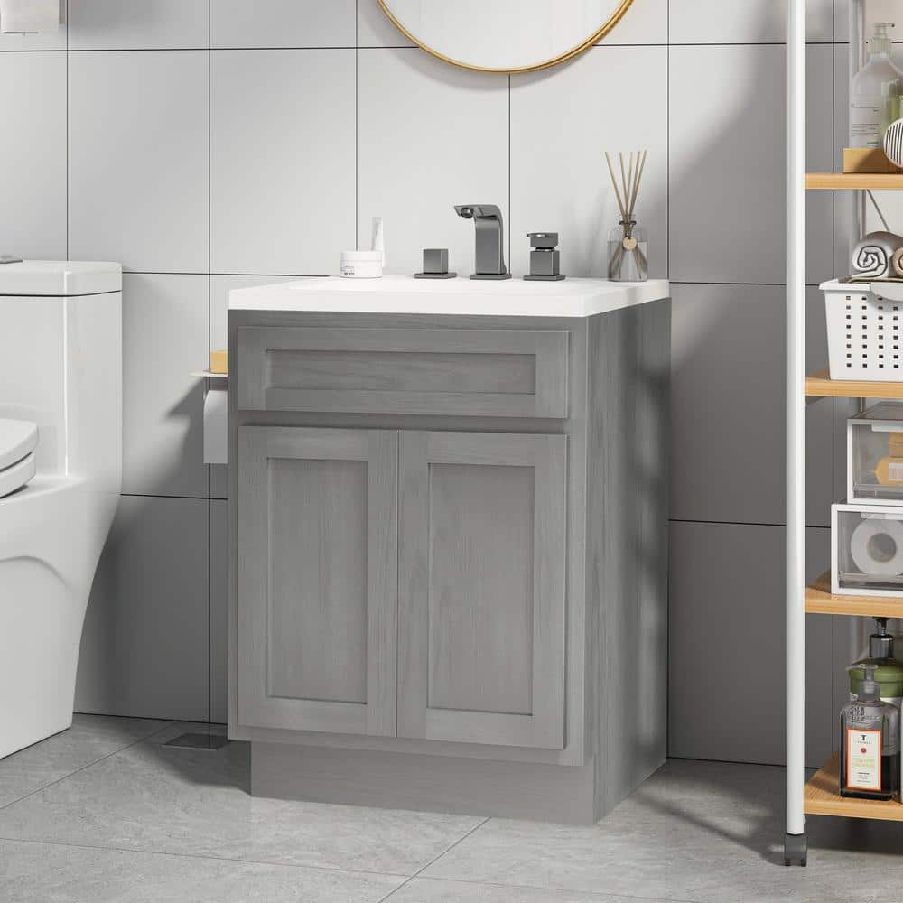 Silver 24" Double Shutter Door Bathroom Vanity Cabinet