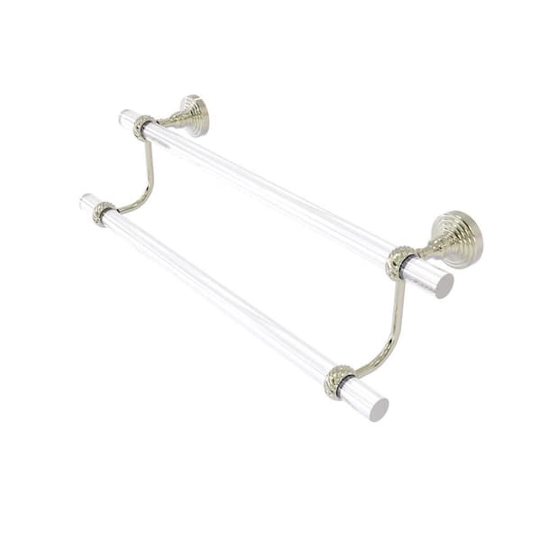 Allied Brass Pacific Grove Collection 30 in. Wall Mounted Double Towel Bar with Twisted Accents in Polished Nickel