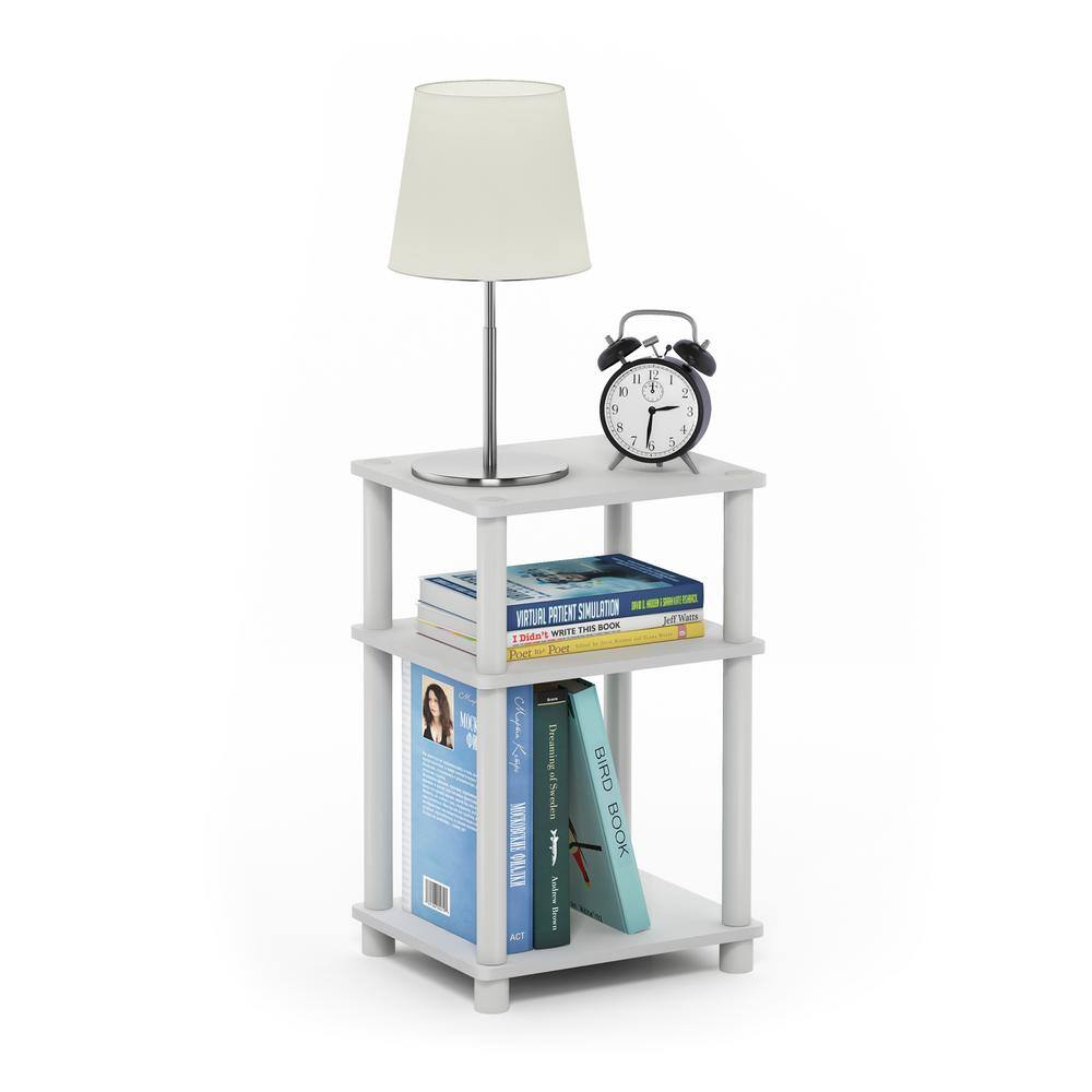 Modern Petite 3-Tier White Wood and Metal End Table