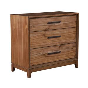 3-Drawer Brown Chest Wooden Frame 18 in L x 36 in W. x 33.5 in H