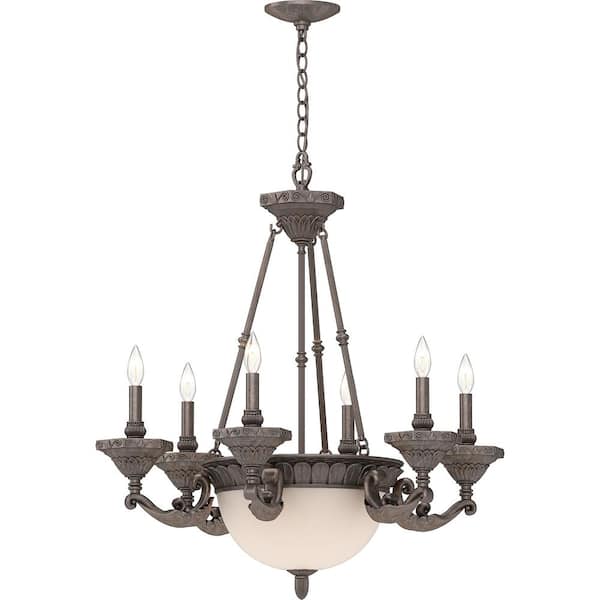 Volume Lighting 9-Light Prairie Rock Branch Chandelier with Alabaster Glass Shade