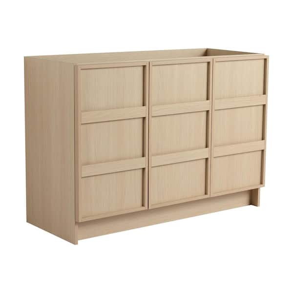 Joy 46.88 in. W Modern Freestanding Bath Vanity Cabinet without Top in Oak with 3 Soft Closing Doors