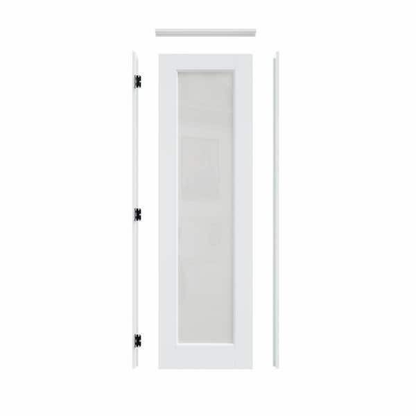 24 in. x 80 in. 1-Lite Frosted Glass Right-Hand White Solid Core Assembly Required Single Interior Door with Frame Set