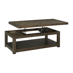Rio 48 in. Gray Charcoal Rectangle Wood Coffee Table with Lift Top