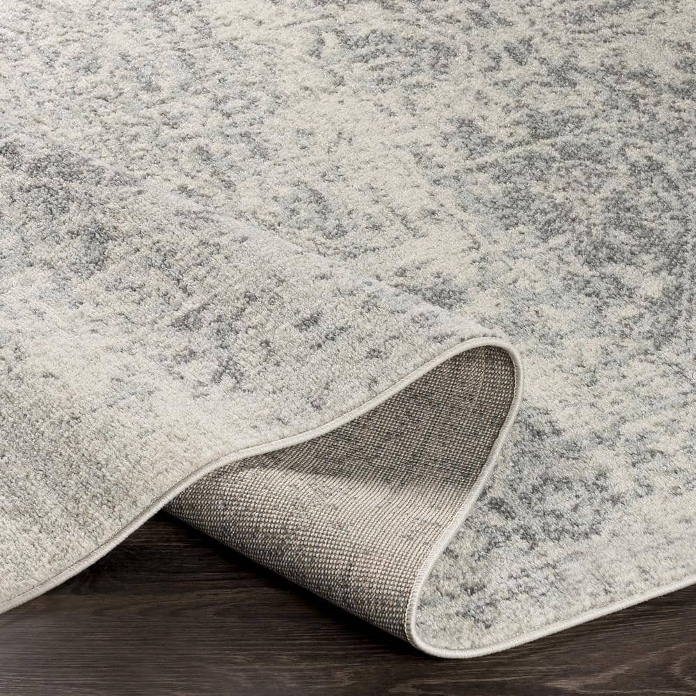 Reversible Gray Synthetic Rectangular Rug, 7'10" x 10'3"