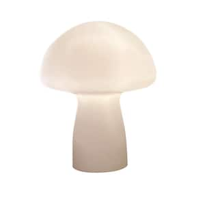 9 in. White Glass Nightstand Light Mushroom Table Lamp