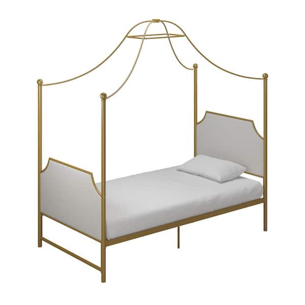 Photo 1 of Monarch Hill Clementine Gold Canopy Twin Size Frame Bed (Items inside box are not organized due to usage) 