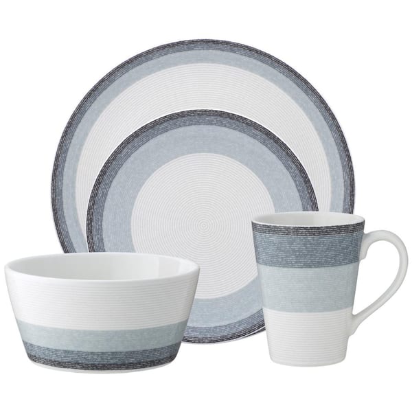 Noritake Colorscapes Layers Ash Porcelain 4-Piece Coupe Place Setting, Service for 1