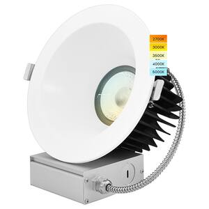 6 in. LED Recessed Light with J-Box, 24-Watt, 1850 Lumens, 5 Color Selectable, Dimmable, Wet Rated, IC Rated, ETL Listed