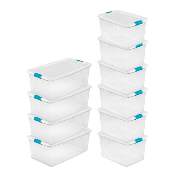 Sterilite 106 Qt. Stackable Storage Box Container (4 Pack) + 64 Qt Box (6 Pack)