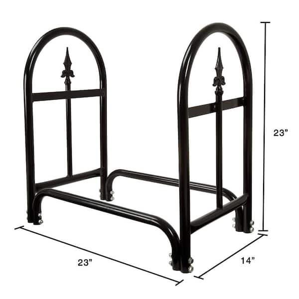 Pure Garden Fireplace Log Rack, Finial Design, Black Pure Garden Fireplace Log Rack, Finial Design, Black