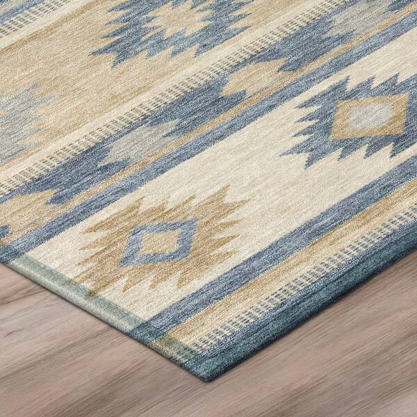 Chantille Machine Washable Indoor/Outdoor Abstract ACN3127 Denim 2 ft. x 3 ft. Accent Rug