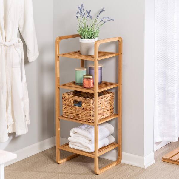 Honey-Can-Do - Bamboo 4-Tier Wood Shelving Unit (15 in. W x 36 in. H x 12 in. D)