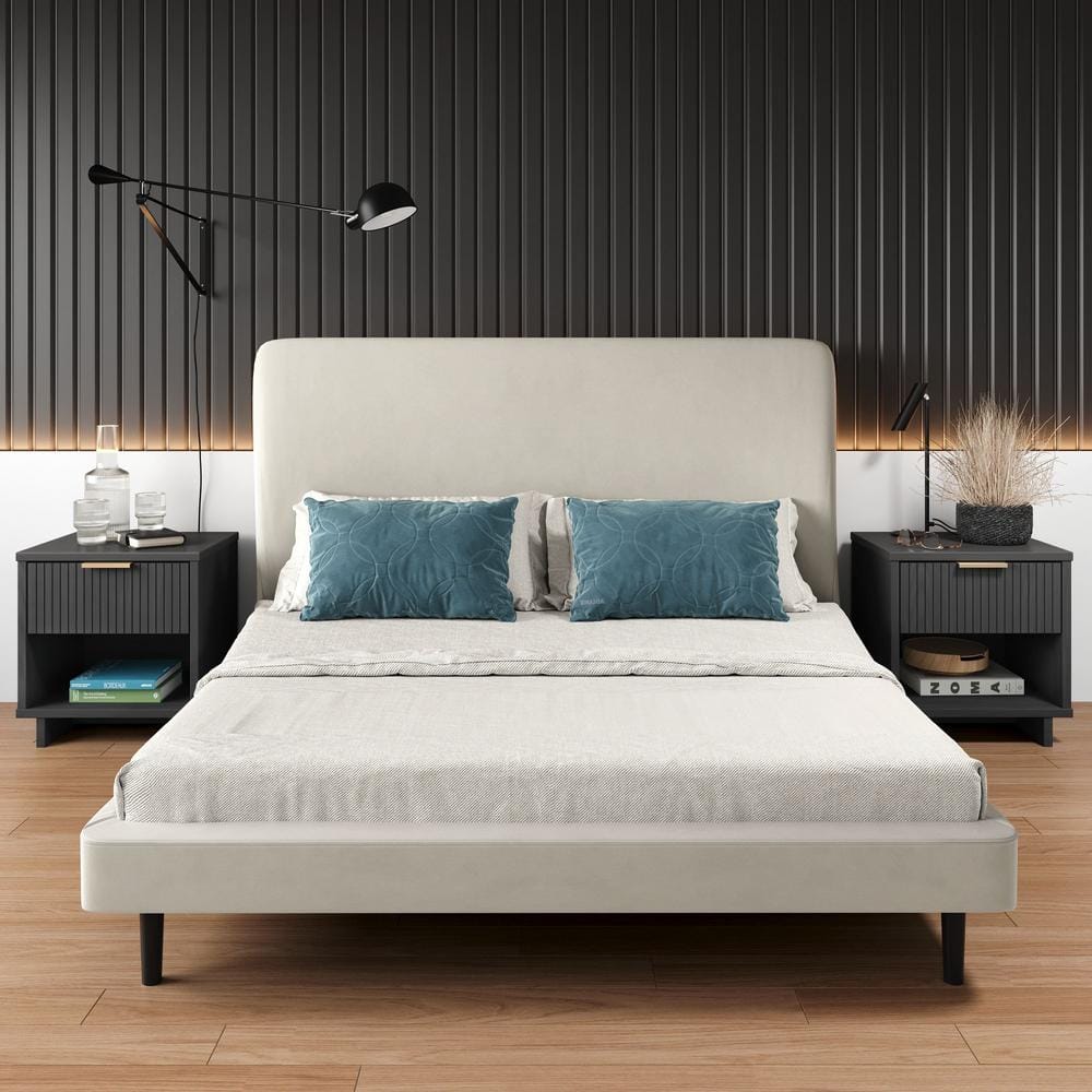Granville Dark Grey 1-Drawer 18.11 in. W Modern Nightstand (Set of 2) price history on PriceWatchPro