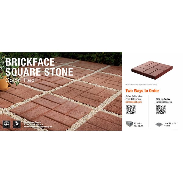 Oldcastle Paper Sample Only: 16 in. x 16 in. Brickface Square Concrete Step Stone Sample Board (1-Piece)