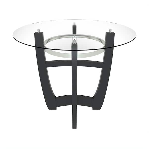 wetiny 42.01in. Dining Table with Clear Tempered Glass Top