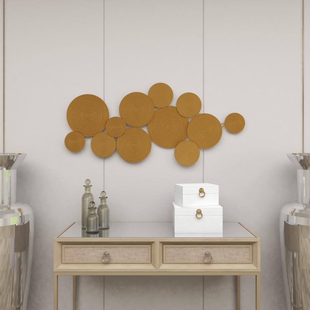 Gold Circular Iron Bohemian Wall Sculpture