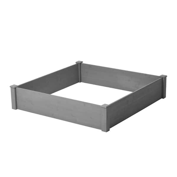 WELLFOR 48 in. W Square Gray Solid Wood Raised Garden Bed