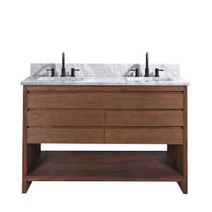 Kai 49 in. W x 22 in. D x 35 in. H Bath Vanity in Brown Reclaimed Wood with Marble Vanity Top in White and White Basin