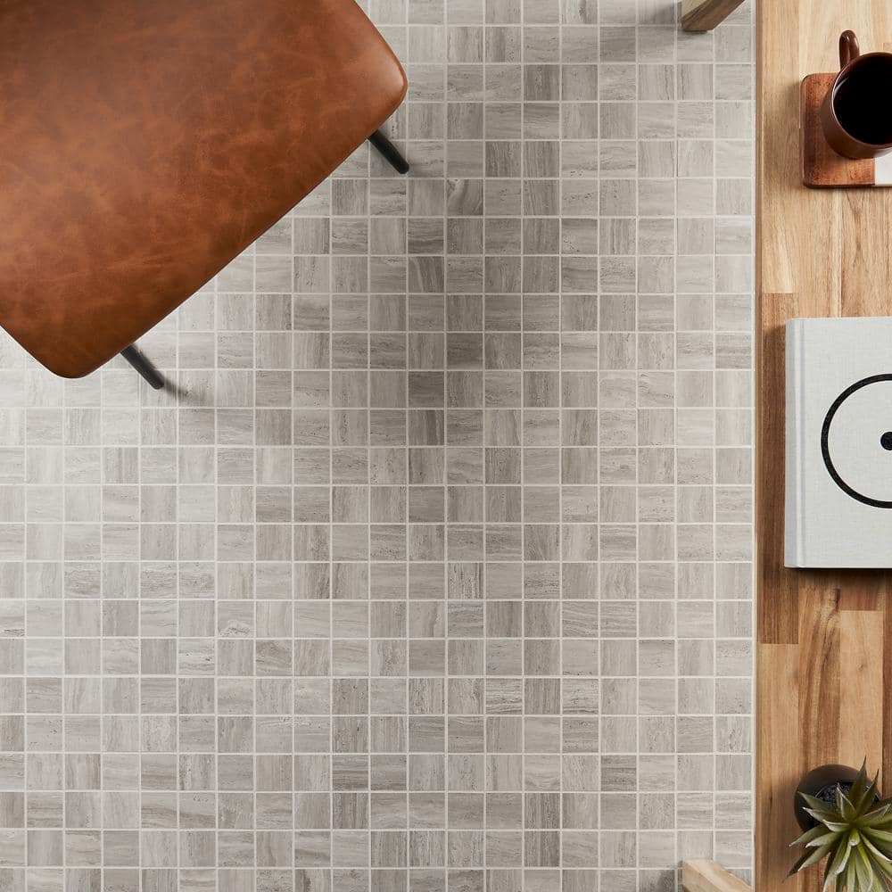 Gray Matte Porcelain Mosaic Sheet Wall & Floor Tile