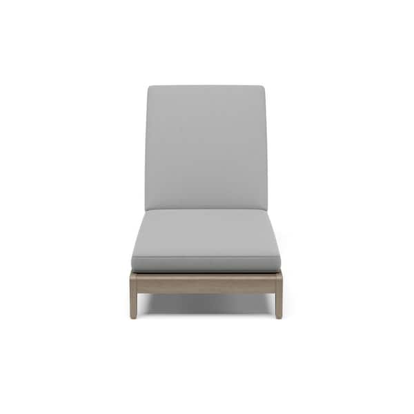 Sustain Wood Gray Outdoor Chaise Lounge with Gray Cushions