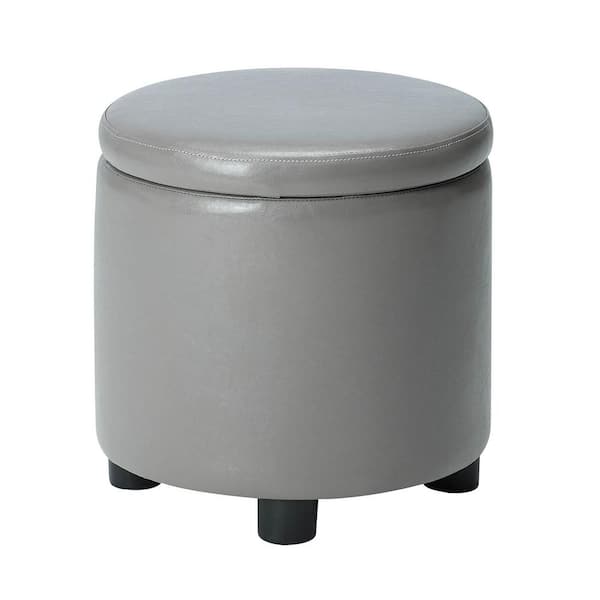 Convenience Concepts Designs4Comfort Gary Faux Leather Round Accent Storage Ottoman
