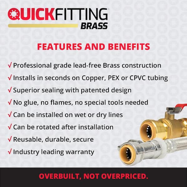 QUICKFITTING 3/8 in. Brass Push-to-Connect Full Port Ball Valve with  Disconnect Tool (2-Pack) LF902R-2 - The Home Depot