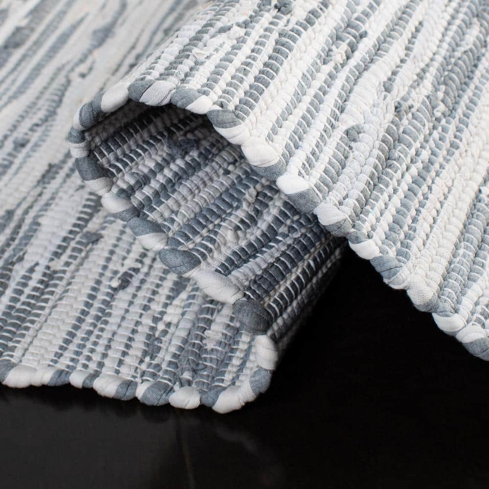 Coastal Charm Silver Cotton Hand-Woven Area Rug, 9' x 12'