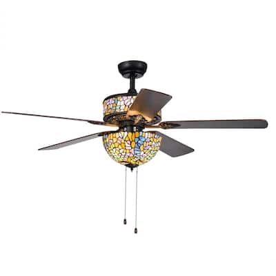 WAREHOUSE OF TIFFANY Kalsti 52 in. Indoor Matte Black Ceiling Fan with ...