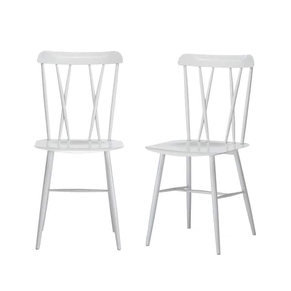 Boraam Savannah Metal Dining Chair, White (Set of 2)