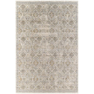 Margaret 5 ft. 3 in. x 7 ft. 10 in. Gray Damask Washable Indoor/Outdoor Area Rug