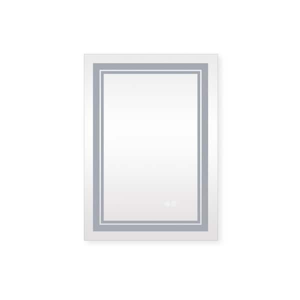 Unbranded 20 in. W x 28 in. H Rectangular Frameless Anti-Fog Dimmable LED Lighted Wall Mounted Bathroom Vanity Mirror in Silver