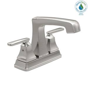 Ashlyn 4 in. Centerset 2-Handle Bathroom Faucet with Metal Drain Assembly in Stainless