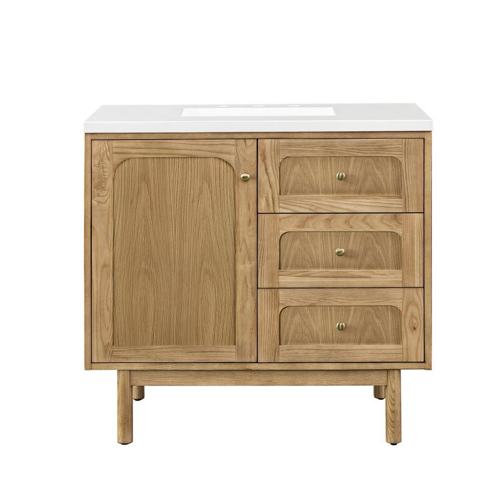 Laurent 36'' Light Natural Oak Single Vanity with Quartz Top