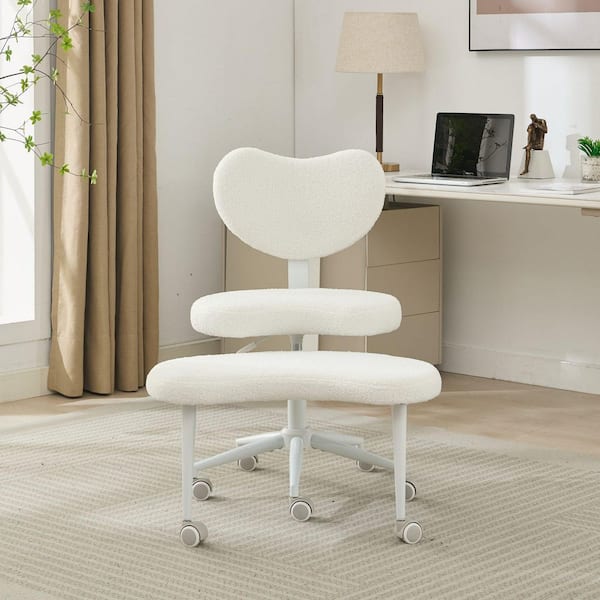 Teddy Fabric Adjustable Height Ergonomic Cross Legged Office Chair