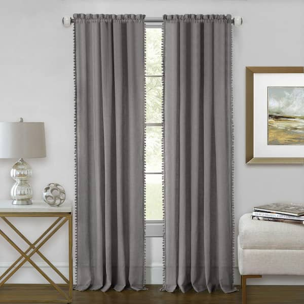 ACHIM Wallace 52 in. W x 84 in. L Polyester Light Filtering Window Panel in Grey