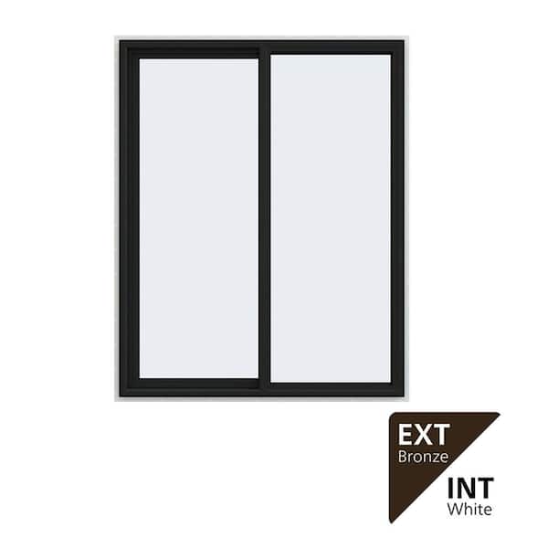 48 in. x 60 in. V-4500 Series Bronze FiniShield Vinyl Left-Handed Sliding Window with Fiberglass Mesh Screen