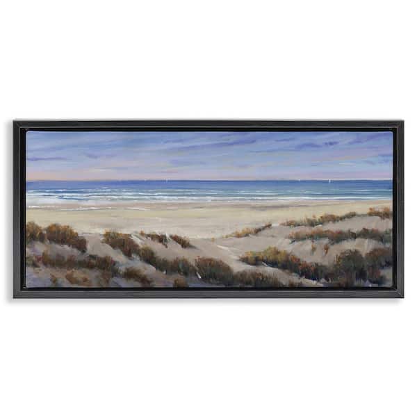 Stupell Industries Grassy Beach View by Regina Moore Black Floater Frame Coastal Graphic Art Print 14 in. x 31 in.