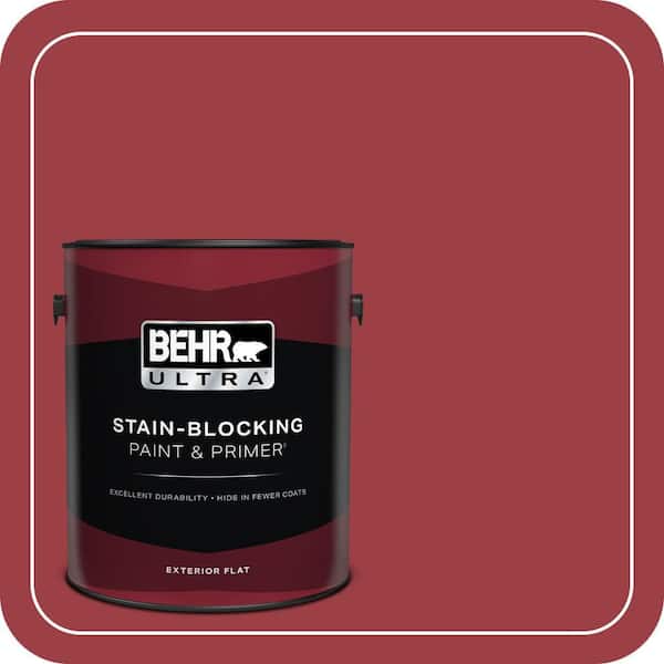 BEHR ULTRA 1 gal. #QE-06 Reddest Red Flat Exterior Paint & Primer
