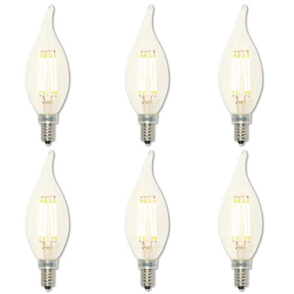 40-Watt Equivalent CA11 Dimmable Clear E12 Edison Filament LED Light Bulb 3000K (6-Pack)